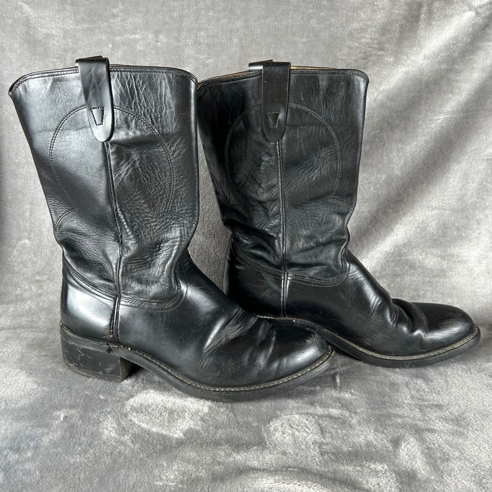 Texas Brand 8300 Mens Black Leather Western Cowboy Boots Size 10 D Made in USA